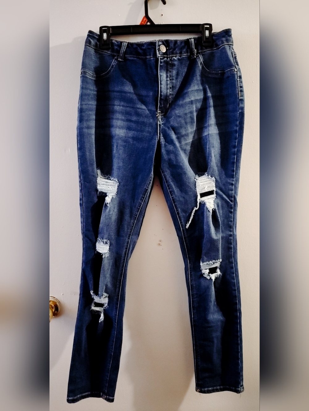 refuge Dark Blue Ripped Skinny Jeans